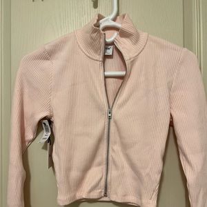 TNA ribbed cropped zip up